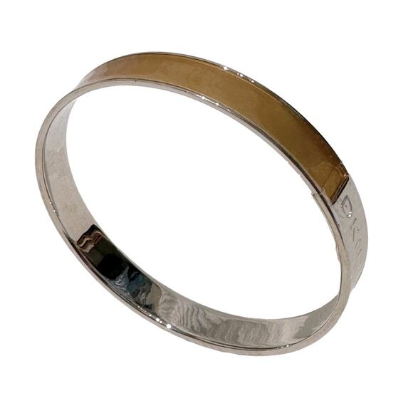 DKNY  - Stainless Steel Enameled Bangle Bracelet with Logo Plate, EUC - Picture 9 of 12
